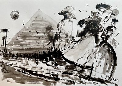 Батынков Константин Александрович (род. 1959). «Пушкин 6». 2024. Бумага, акварель, тушь, кисть. 