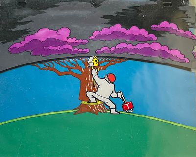 Тюнин Сергей Петрович (род. 1942). Составной лот: фазы движения и фон из мультфильма &laquo;Зелёный 