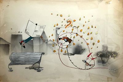 Федорова Елена Юрьевна (род. 1954). Составной лот: фон и две фазы движения из мультфильма 