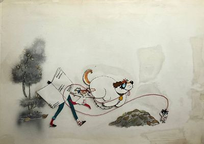 Федорова Елена Юрьевна (род. 1954). Составной лот: фон и две фазы движения из мультфильма 