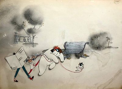 Федорова Елена Юрьевна (род. 1954). Составной лот: фон и две фазы движения из мультфильма 