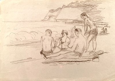 Аксельрод Меер Моисеевич (1902—1970). На пляже. 1950—1960. Бумага, пастель. 22 &times; 31 см. Меер 