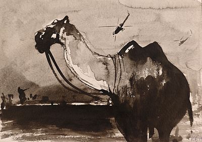 Батынков Константин Александрович (род. 1959). Корабль пустыни. 2010. Бумага, тушь. 20,8 &times; 29,6 