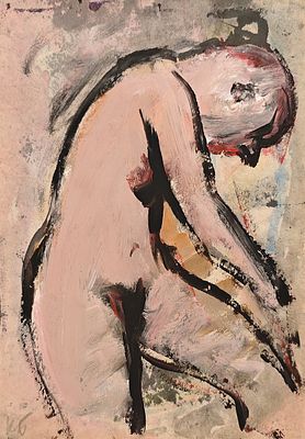 Батынков Константин Александрович (род. 1959). Обнажённая. 2000. Бумага, акварель, гуашь. 29,8 