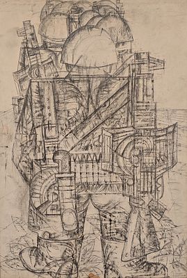 Белый Семён Михайлович (1938—2010). Солдат. 2000-е. Бумага, картон, графитный карандаш. Размер 