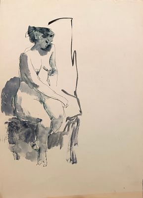 Бирштейн Макс Авадьевич (1914—2000). Обнажённая. Без даты. Бумага, тушь, перо. 40,5 &times; 28,5 см. М 