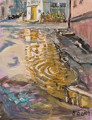 Брайнин Владимир Ефимович (род. 1951). Городской пейзаж. 2004. Тонированная бумага, гуашь. 65 &times; 