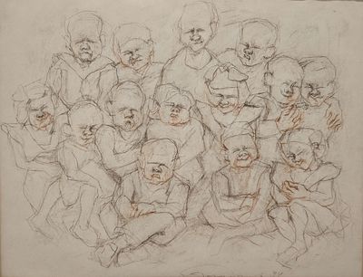 Башлыков Владимир Иванович (род. 1943). Детский групповой портрет. 1994. Бумага, сухая пастель. 