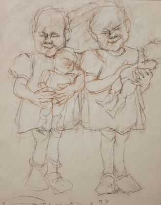 Башлыков Владимир Иванович (род. 1943). Портрет девочек. 1994. Бумага, сухая пастель. 38 &times; 30 