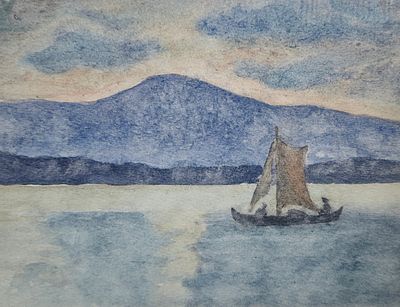 Бом-Григорьева Надежда Сергеевна (1884—1974). На Белом море. 1934. Бумага, акварель. Размер 