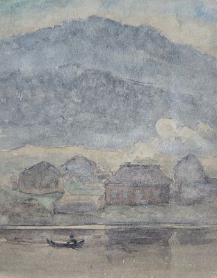 Бом-Григорьева Надежда Сергеевна (1884—1974). Туманное утро. 1934. Бумага, акварель. 19 &times; 15 