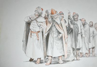 Гордеев Денис Дмитриевич (род. 1964). Иллюстрация для передачи &laquo;Кто мы?&raquo; (М.: Гамаюн). Бумага 