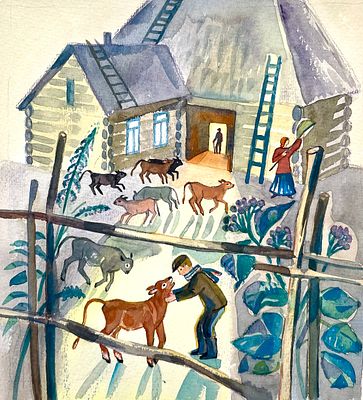 Давыдова Ольга Абовна (род. 1943). Иллюстрация к книге В. Ионовой &laquo;Лизунькино озеро&raquo; (М.: 