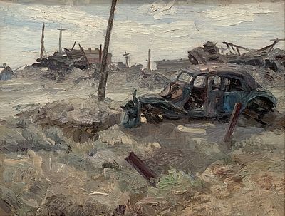 Андрияка Николай Иванович (1905—1977). Полдень под Сталинградом. 1946. Холст, картон, масло. 25 