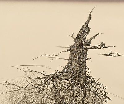 Алимов Лев Борисович (род. 1945). Корни. 1989. Бумага, офорт. Размер оттиска: 29 &times; 34,5 см. 