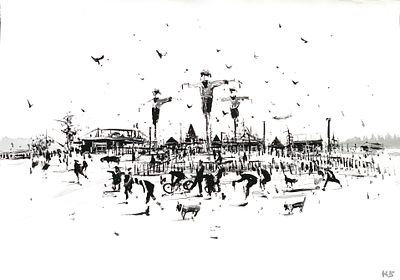 Батынков Константин Александрович (род. 1959). Голгофа. 2010. Бумага, акрил. 61,5 &times; 85,8 см. На 