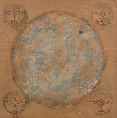 Батынков Константин Александрович (род. 1959). Полёт над Землёй. № 1. 1994. Бумага, акрил. 47 &times; 