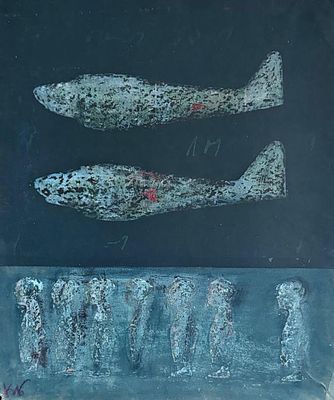 Батынков Константин Александрович (род. 1959). Полёт. 1996. Бумага, темпера. 49,5 &times; 42 см. 