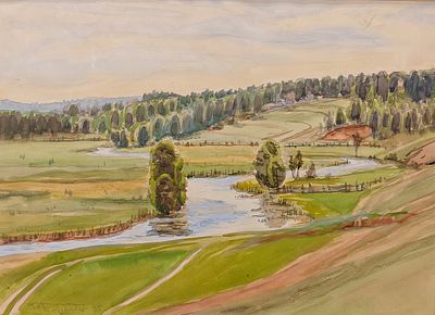 Богородский Фёдор Семёнович (1895—1959). Под Васильсурском. 1935. Бумага, акварель. 41 &times; 56,5 