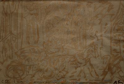 Бух Арон Фроимович (1923—2006). Золушка. Эскиз декорации. 2000-е. Бумага, акрил. 30 &times; 43 см. 