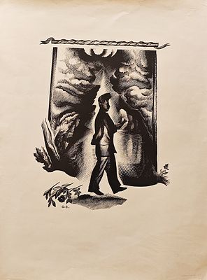 Васильев Олег Владимирович (1931—2013). Портрет Грини Ратгауза. 1963. Бумага, линогравюра. 72 &times; 