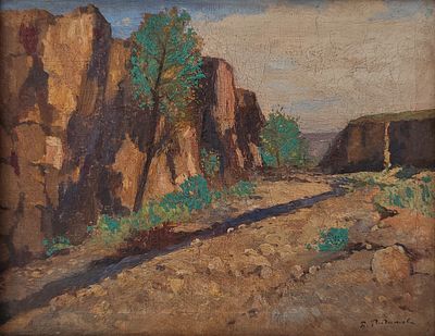 Радимов Павел Александрович (1887—1967). Пейзаж. 1940—1950-е. Холст, масло. 23,5 &times; 30 см. Внизу 