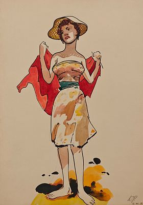 Ротов Константин Павлович (1902—1959). В лучах солнца. 1956. Бумага, акварель, тушь. 40,5 &times; 29 