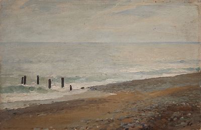 Серов Владимир Александрович (1910—1968). Море в серой дымке (морской берег). 1968. Холст на 