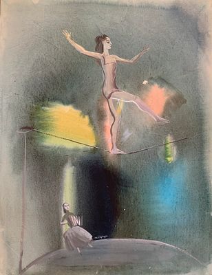 Траугот Г. А. В. (1903—1961). Акробатка. 1970-е г. Бумага, акварель. 63,5 &times; 48,5 см. Внизу 