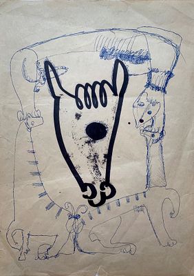 Шварцман Михаил Матвеевич (1926—1997). Животные. Без даты. Бумага, шариковая ручка, фломастер. 