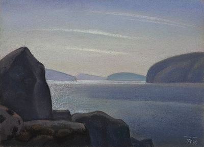 Смирнов-Русецкий Борис Алексеевич (1905—1993). Скалы у залива. Сортавала. 1989. Бумага 