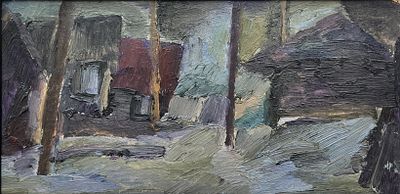 Андронов Николай Иванович (1929—1998). Деревенский пейзаж. 1960-е. Картон, масло. Размер 