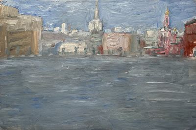 Бронфин Пётр (род. 1958). Набережная. 2020. Пенокартон, масло. 40 &times; 60 см. Работа 