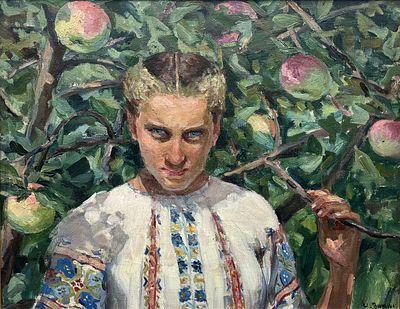 Ватолина Нина Николаевна (1915—2002). Украинская девушка. 1950. Холст на картоне, масло. 50 &times; 
