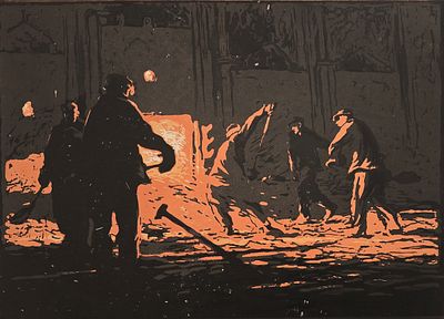 Ветрогонский Владимир Александрович (1923—2002). У мартена. Иллюстрация к рассказу &laquo;Встань 