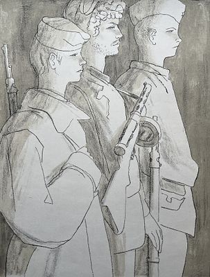 Власов Василий Адрианович (1905—1979). Новгородцы. 1967. Бумага, литография. Размер 