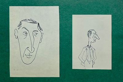 Беломлинский Михаил Самуилович (1934—2020). Шарж на актера Сергея Филиппова. Бумага, тушь. 