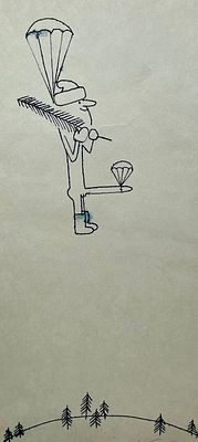 Беломлинский Михаил Самуилович (1934—2020). На воздушном шаре. Бумага, тушь. Размер рисунка (в 