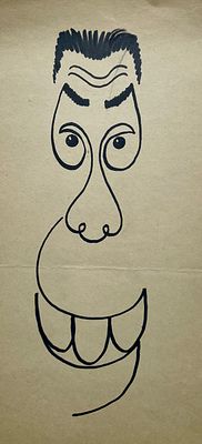 Беломлинский Михаил Самуилович (1934—2020). Шарж на французского комедийного актера Фернанделя. 