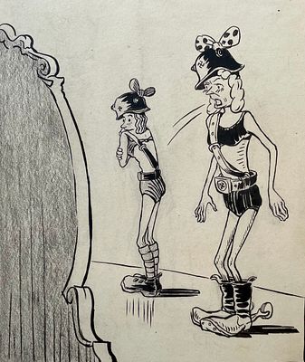 Васин Александр Андреевич (1915—1971). Последний блиц-крик моды, 1944. Бумага, тушь, перо 