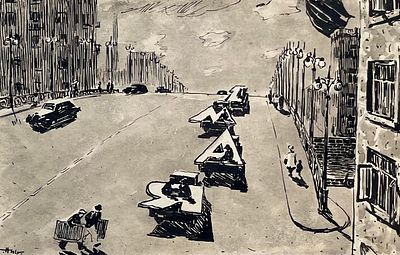 Калита Николай Иванович (1926—2016). 1 мая, 1946. Бумага, тушь. Размер рисунка: 11&times;17,3 см. 