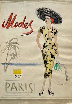 Калита Николай Иванович (1926—2016). Modes, Paris. Иллюстрация к рекламному постеру. Бумага 