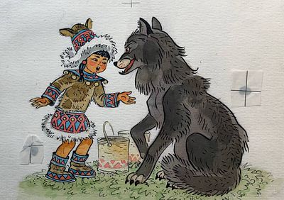 Брюханов Дмитрий Афанасьевич (1915–1992). Иллюстрация к сказке &laquo;Девочка-Луна&raquo; из книги Л. 