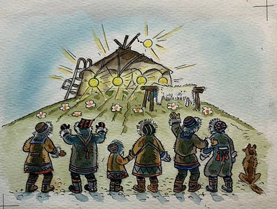 Брюханов Дмитрий Афанасьевич (1915–1992). Иллюстрация к сказке &laquo;Ледяная Яранга&raquo; из книги Л. 