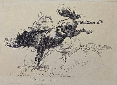 Годин Игорь Михайлович (1926–2000). Иллюстрация к книге М. Алексеева &laquo;Карюха&raquo;. 1960-е. Бумага 