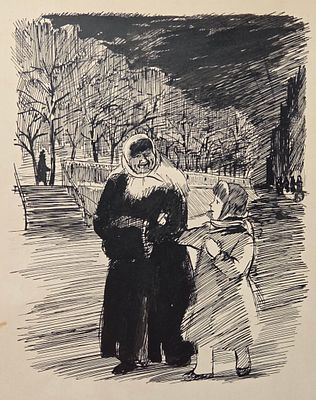Горшман Михаил Ефимович (Мендель Хаимович) (1902–1972). &laquo;С внучкой&raquo;. Бумага, тушь, перо. Размер 