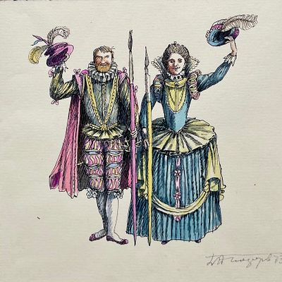 Диодоров Борис Аркадьевич (род. 1934). Портрет Н. Кончаловской и автопортрет из книги стихов Н. 