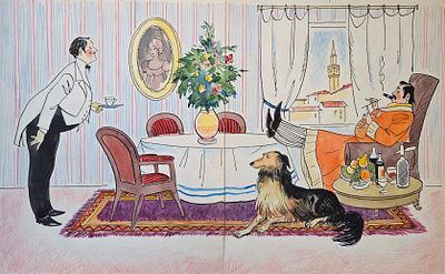 Ефимовский Жозеф Вячеславович (род. 1930). Иллюстрация к книге Бр. Гримм &laquo;Храбрый портняжка&raquo;. 