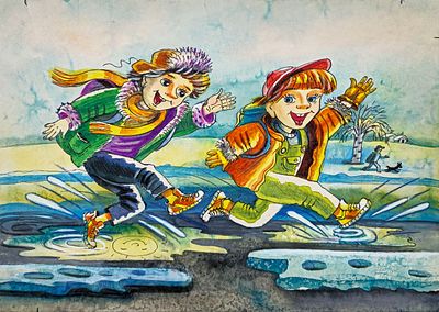 Гладикова Елена Фёдоровна. Иллюстрация к стихотворению С. Маршака &laquo;Друзья-товарищи&raquo; из журнала 