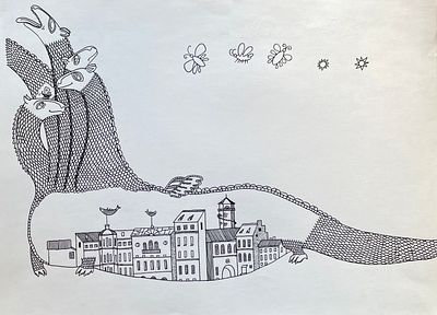 Соколова Мария. Оригинал иллюстрации к сказке И. Краевой &laquo;Маленький человечек&raquo; в журнале &laquo;Чиж и 